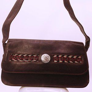 Vtg FORCE TEN WEST leather shoulderbag 11×6 concho